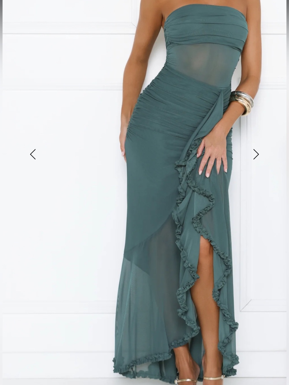 Hello Molly Spark Soirée Strapless Mesh Maxi Dress Teal